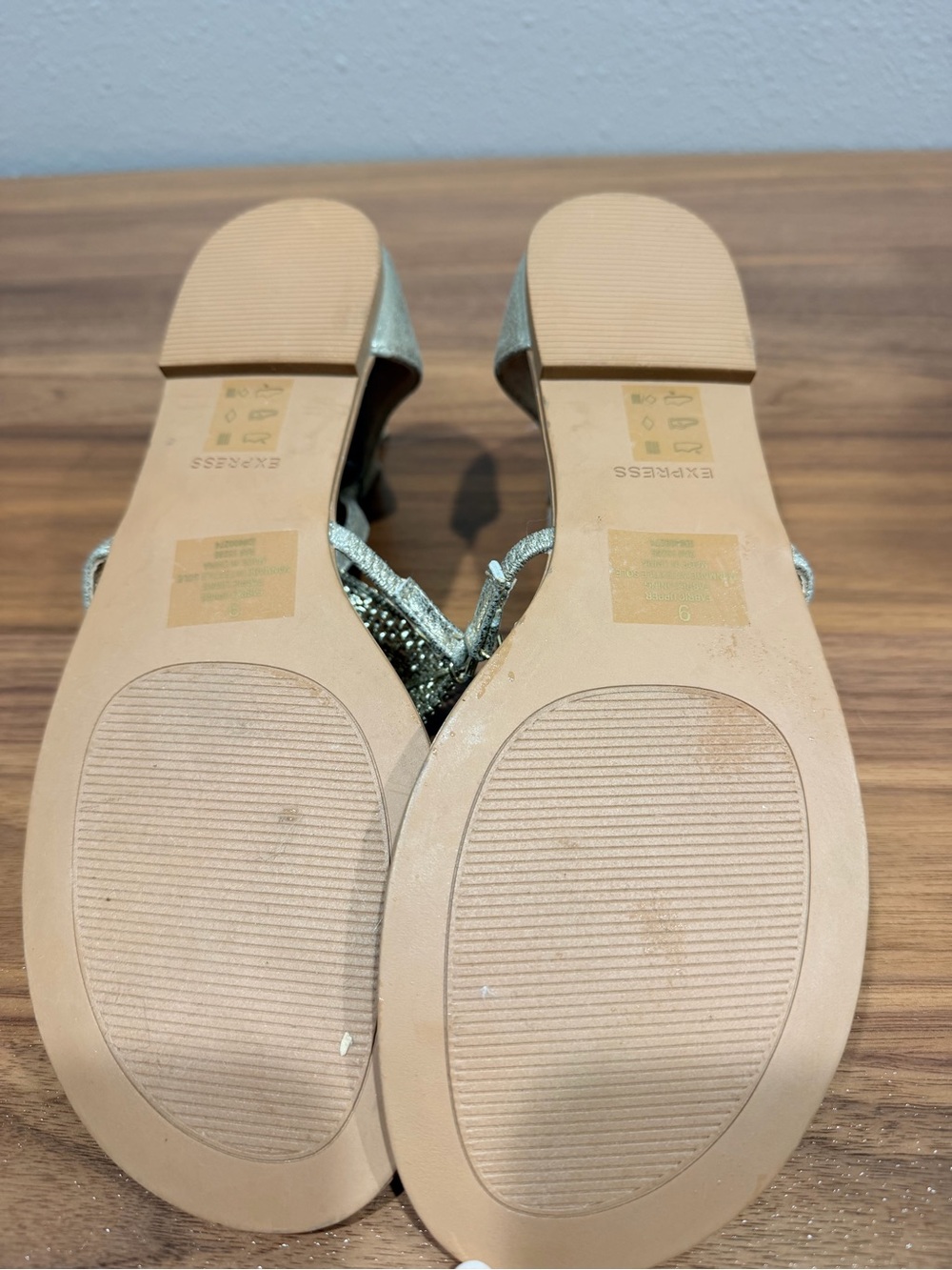 Express Silver Rhinestone T-Strap Sandals - Picture 3 of 3